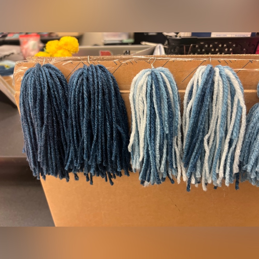 Denim Blue Yarn Tassels - Picture 1 of 5